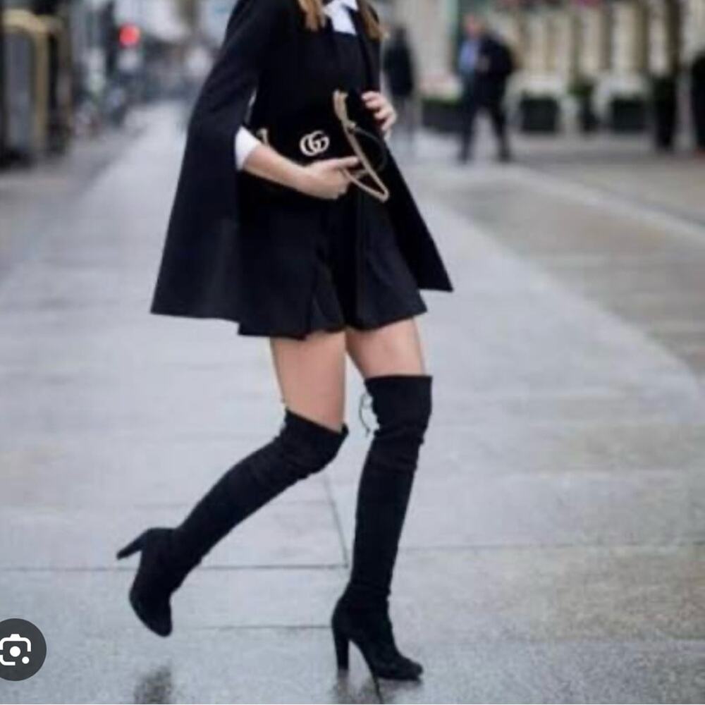 Stuart Weitzman Black Suede thigh high boots with tie size 6.5
